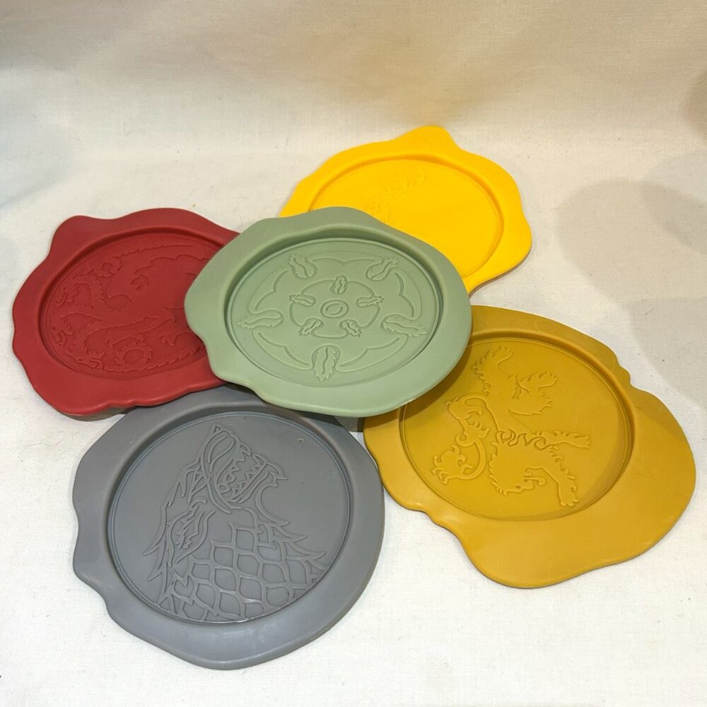 Set of 5 Game of Thrones House Sigil Wax Seal Coaster Silicone